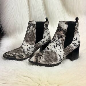 Snake Print High Heel Ankle Boots